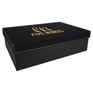 11 3/4" x 7 3/4" Black/Gold Gift Box with Laserable Leatherette Lid