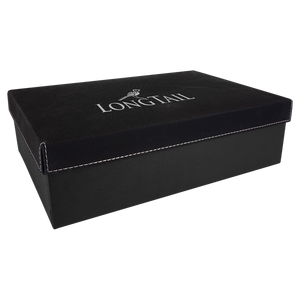 11 3/4" x 7 3/4" Black/Silver Gift Box with Laserable Leatherette Lid