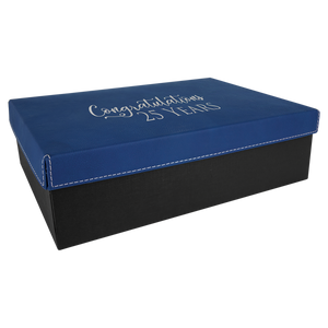 11 3/4" x 7 3/4" Blue/Silver Gift Box with Laserable Leatherette Lid