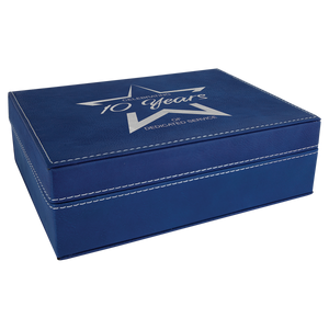 8" x 6 3/8" Blue/Silver Laserable Leatherette Premium Gift Box