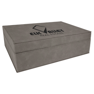 10 1/4" x 7 1/2" Gray Laserable Leatherette Premium Gift Box
