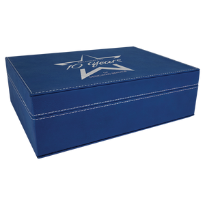 10 1/4" x 7 1/2" Blue/Silver Laserable Leatherette Premium Gift Box