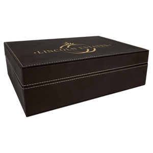 12 1/4" x 8 1/4" Black/Gold Laserable Leatherette Premium Gift Box