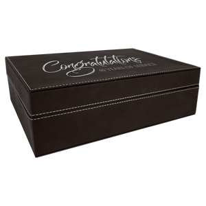 12 1/4" x 8 1/4" Black/Silver Laserable Leatherette Premium Gift Box
