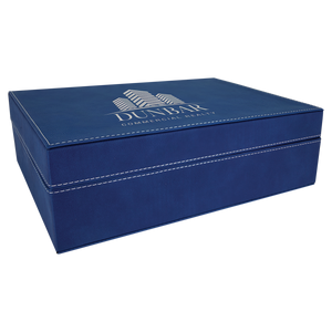 12 1/4" x 8 1/4" Blue/Silver Laserable Leatherette Premium Gift Box