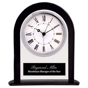 6 1/4" Black/Clear Glass Arch Clock