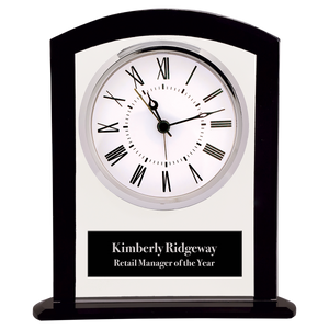 6 1/4" Black/Clear Glass Square Arch Clock