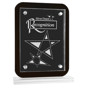 7 1/2" x 10" Black Floating Glass Standup Plaque