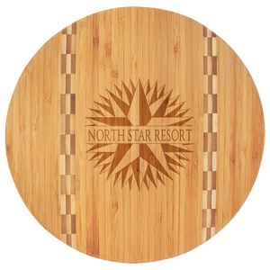 11 3/4" Round Bamboo Cutting Board with Butcher Block Inlay