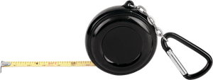 6-Foot Black Pocket Tape Measure with Carabiner & 1" Insert Area, 2-sided