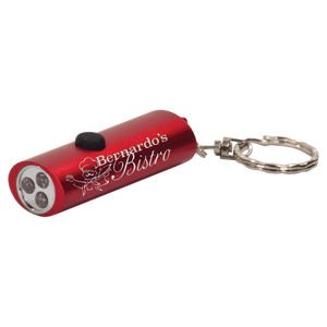 2 3/8" Red 3-LED Laserable Flashlight with Keychain