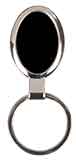 1 1/8" x 1 5/8" Black Laserable Oval Keychain