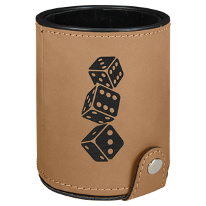 Light Brown Laserable Leatherette Dice Cup with 5 Dice
