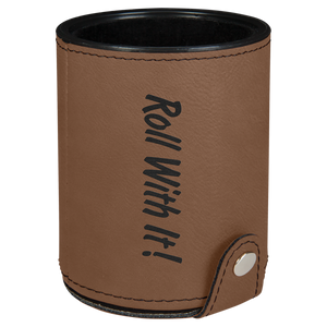 Dark Brown Laserable Leatherette Dice Cup with 5 Dice