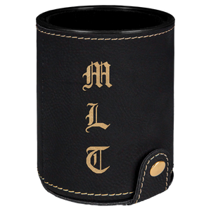 Black/Gold Laserable Leatherette Dice Cup with 5 Dice