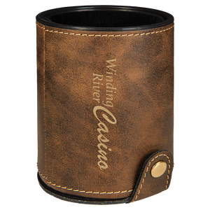 Rustic/Gold Laserable Leatherette Dice Cup with 5 Dice
