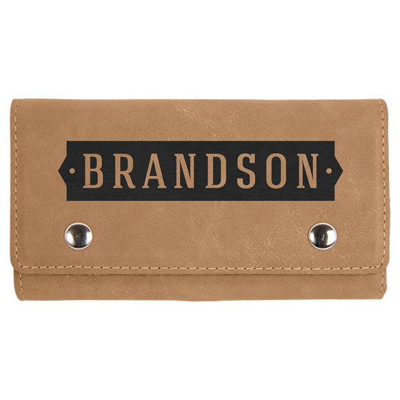 Light Brown Laserable Leatherette Card & Dice Set