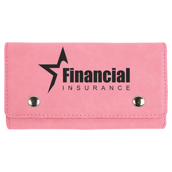 Pink Laserable Leatherette Card & Dice Set
