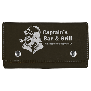 Black/Silver Laserable Leatherette Card & Dice Set