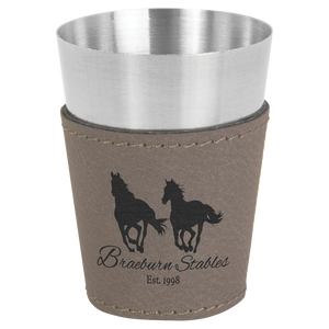 2 oz. Gray Laserable Leatherette & Stainless Steel Shot Glass