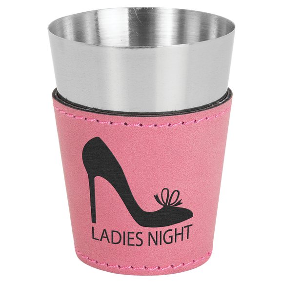 2 oz. Pink Laserable Leatherette & Stainless Steel Shot Glass