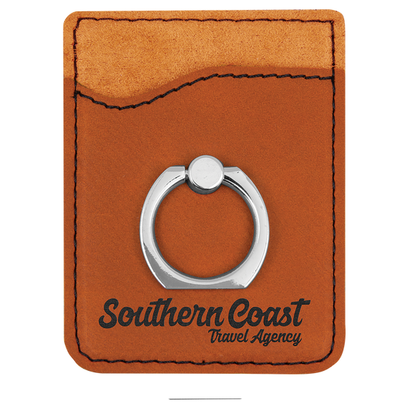 Rawhide Laserable Leatherette Phone Wallet with Silver Ring