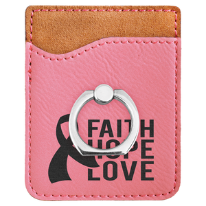 Pink Laserable Leatherette Phone Wallet with Silver Ring