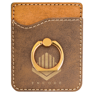 Rustic/Gold Laserable Leatherette Phone Wallet with Gold Ring