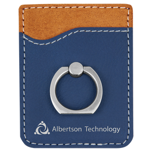 Blue/Silver Laserable Leatherette Phone Wallet with Silver Ring
