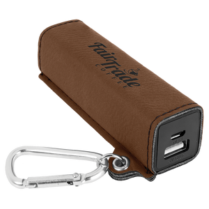 Dark Brown Laserable Leatherette 2200 mAh Power Bank with USB Cord