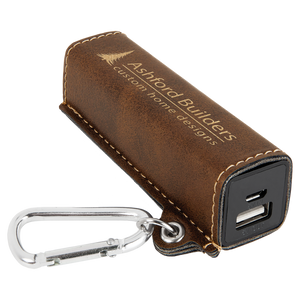 Rustic/Gold Laserable Leatherette 2200 mAh Power Bank with USB Cord