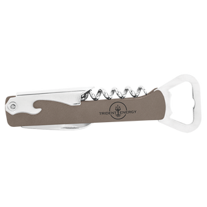 Gray Laserable Leatherette Wine Bottle Opener