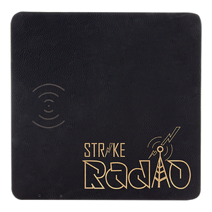 8" x 8" Black/Gold Laserable Leatherette Phone Charging Mat