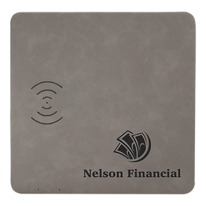 8" x 8" Gray Laserable Leatherette Phone Charging Mat