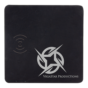 8" x 8" Black/Silver Laserable Leatherette Phone Charging Mat