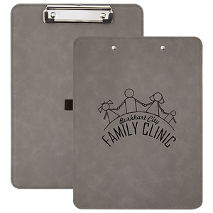9" x 12 1/2" Gray Laserable Leatherette Clip Board