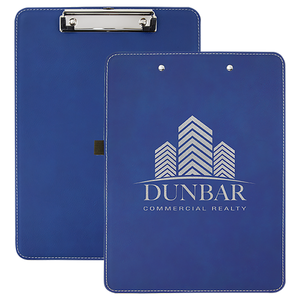 9" x 12 1/2" Blue/Silver Laserable Leatherette Clip Board