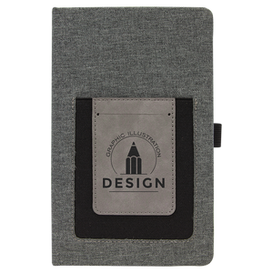 5 1/4" x 8 1/4" Gray w/Gray Laserable Leatherette Journal with Cell/Card Slot