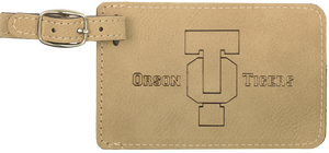 4 1/4" x 2 3/4" Light Brown Laserable Leatherette Luggage Tag