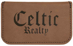 4 1/2" x 2 3/4" Dark Brown Laserable Leatherette Flexible Business Card Holder