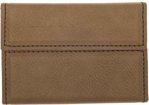 3 3/4" x 2 3/4" Dark Brown Laserable Leatherette Hard Business Card Holder