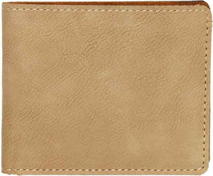3" x 4" Light Brown Laserable Leatherette Trifold Wallet
