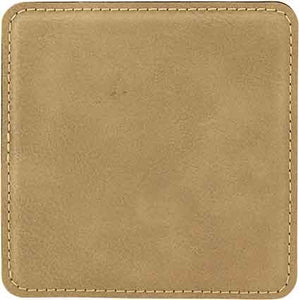 4" x 4" Square Light Brown Laserable Leatherette Coaster
