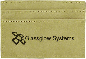4" x 2 3/4" Light Brown Laserable Leatherette Wallet Clip