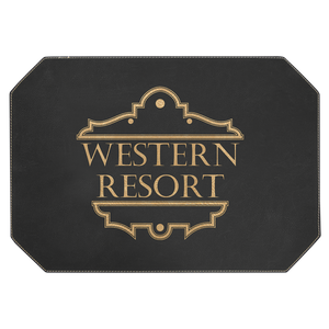 12" x 17" Black/Gold Laserable Leatherette Placemat
