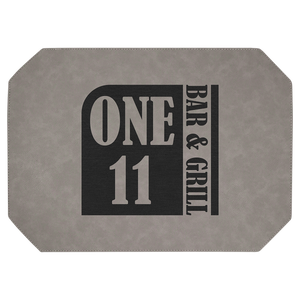 12" x 17" Gray Laserable Leatherette Placemat
