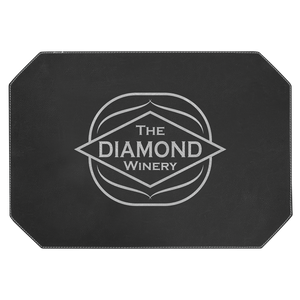 12" x 17" Black/Silver Laserable Leatherette Placemat