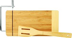 12" x 6" Bamboo Rectangle Cutting Board with Metal Cheese Cutter