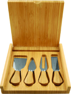 8" x 8" Bamboo Cheese Set with 4 Tools