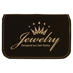 4 1/2" x 2 3/4" Black/Gold Laserable Leatherette Flexible Business Card Holder
